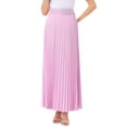 thumbnail image 1 of INSPIRE CHIC Women's Pleated Skirt Elastic High Waist Belted Flowy A-Line Maxi Skirt 3XL Rose Pink, 1 of 6