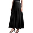 thumbnail image 1 of INSPIRE CHIC Elastic High Waist Flowy Pleated Skirt for Women's with Belt Swing A-line Work Maxi Skirt S Black, 1 of 6