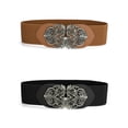 thumbnail image 1 of INSPIRE CHIC Elastic Wide Waist Belts for Women Metal Buckle Stretchy Belts Black & Brown, 1 of 7