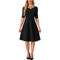 thumbnail image 1 of INSPIRE CHIC Elegant A-Line Dress for Women's V Neck Half Sleeve Casual Midi Dresses, 1 of 5