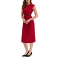 thumbnail image 1 of INSPIRE CHIC Women's Elegant Dress Cap Sleeve Belted Wear-to-Work Mother's Day Sheath Dresses Red 3XL, 1 of 6
