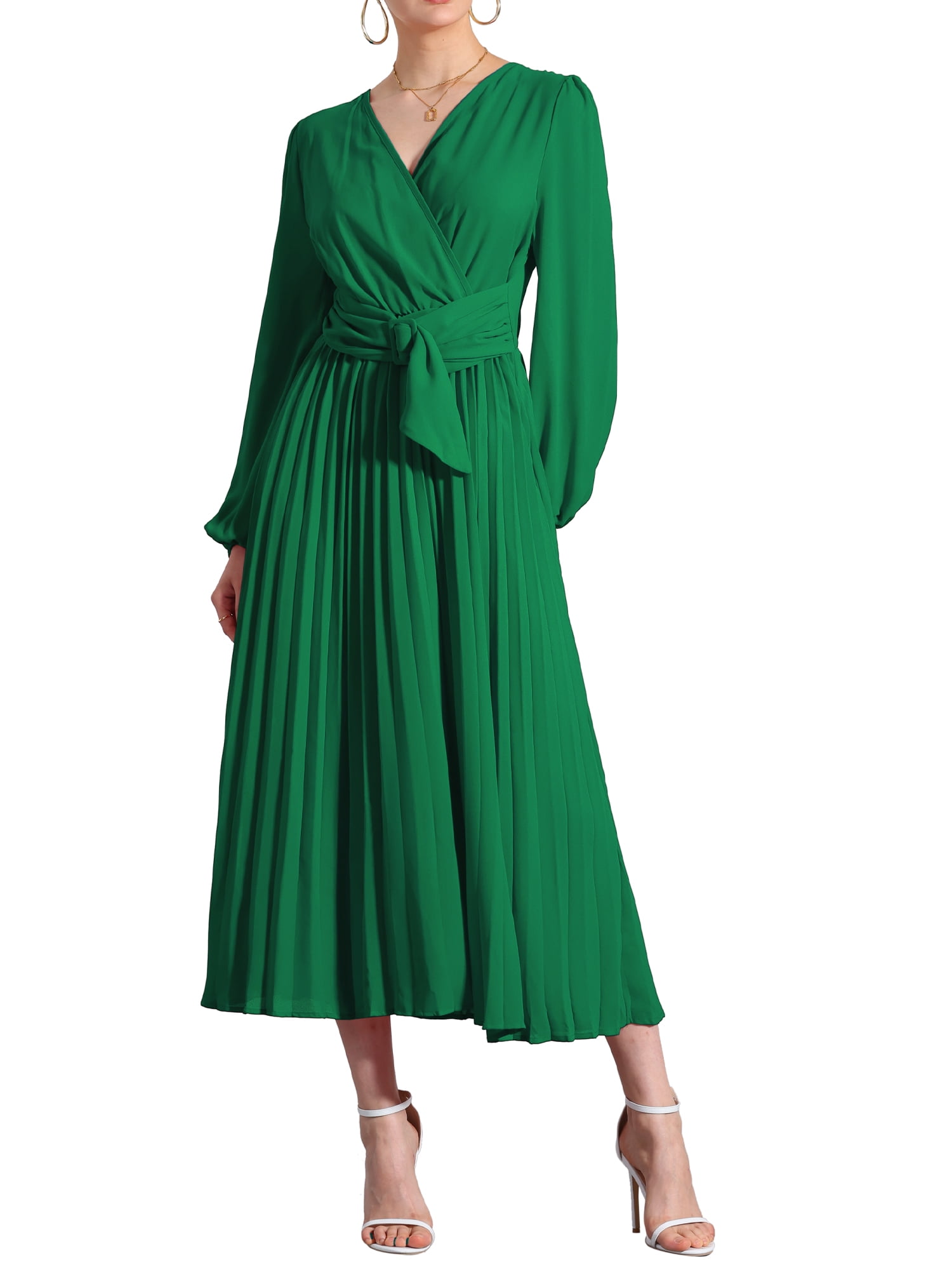 INSPIRE CHIC Women's Elegant Work Dress 3/4 Sleeve Pleated