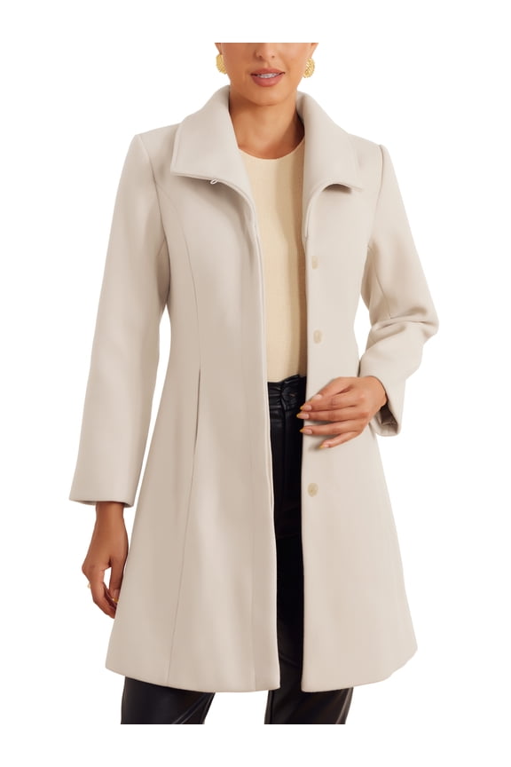 Elegant Winter Coats for Women's Casual Button Outwear Pea Overcoat S Beige
