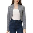 thumbnail image 1 of INSPIRE CHIC Elegant Cardigan for Women's Plaid Open Front Office Shrug Long Sleeve Cropped Bolero Cardigan Dark Grey XS, 1 of 4