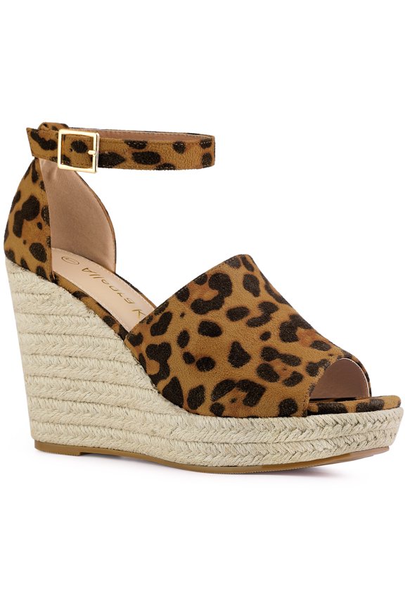 Espadrilles Platform Heels Wedge Sandals Leopard 6