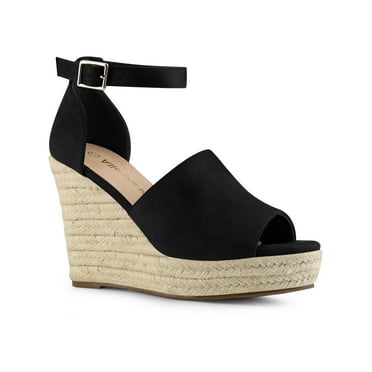 Allegra K Espadrilles Platform Heels Wedge Sandals