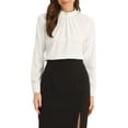 thumbnail image 1 of INSPIRE CHIC Fall Winter Stand Collar Chiffon Blouse for Women's Long Sleeve Business Casual Work Shirt S White, 1 of 6