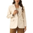 thumbnail image 1 of INSPIRE CHIC Women's Jacket Faux Leather Blazer Lapel Collar PU Moto Biker Jackets S Beige, 1 of 5