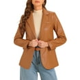 thumbnail image 1 of INSPIRE CHIC Women's Jacket Faux Leather Blazer Lapel Collar PU Moto Biker Jackets XL Caramel, 1 of 6