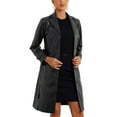 thumbnail image 1 of INSPIRE CHIC Faux Leather Coats for Women's Notched Collar Button Down Winter Long Coat, 1 of 4