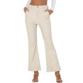 thumbnail image 1 of INSPIRE CHIC Faux Leather Casual Pant for Women's High Waist Bell Bottom Flared Long PU Trouser L White, 1 of 6