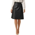 thumbnail image 1 of INSPIRE CHIC Women's Faux Leather Skirt A-Line High Waist Vintage Pencil Midi Skirt XS Black, 1 of 6