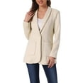 thumbnail image 1 of INSPIRE CHIC Women's Blazer Lapel Collar One Button Faux Suede Dressy Suit Jacket S Beige, 1 of 6
