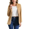 thumbnail image 1 of INSPIRE CHIC Women's Blazer Lapel Collar One Button Faux Suede Dressy Suit Jacket XS Khaki, 1 of 6