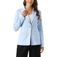 thumbnail image 1 of INSPIRE CHIC Women's Faux Suede Blazer Lapel Collar Long Sleeves Wear-to-Work Jacket XL Grey Blue, 1 of 6
