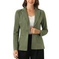 thumbnail image 1 of INSPIRE CHIC Women's Faux Suede Blazer Lapel Collar Long Sleeves Wear-to-Work Jacket XS Army Green, 1 of 6