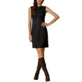 thumbnail image 1 of INSPIRE CHIC Women's Faux Suede Dress Boat Neck Sleeveless Sheath Dresses M Black, 1 of 6
