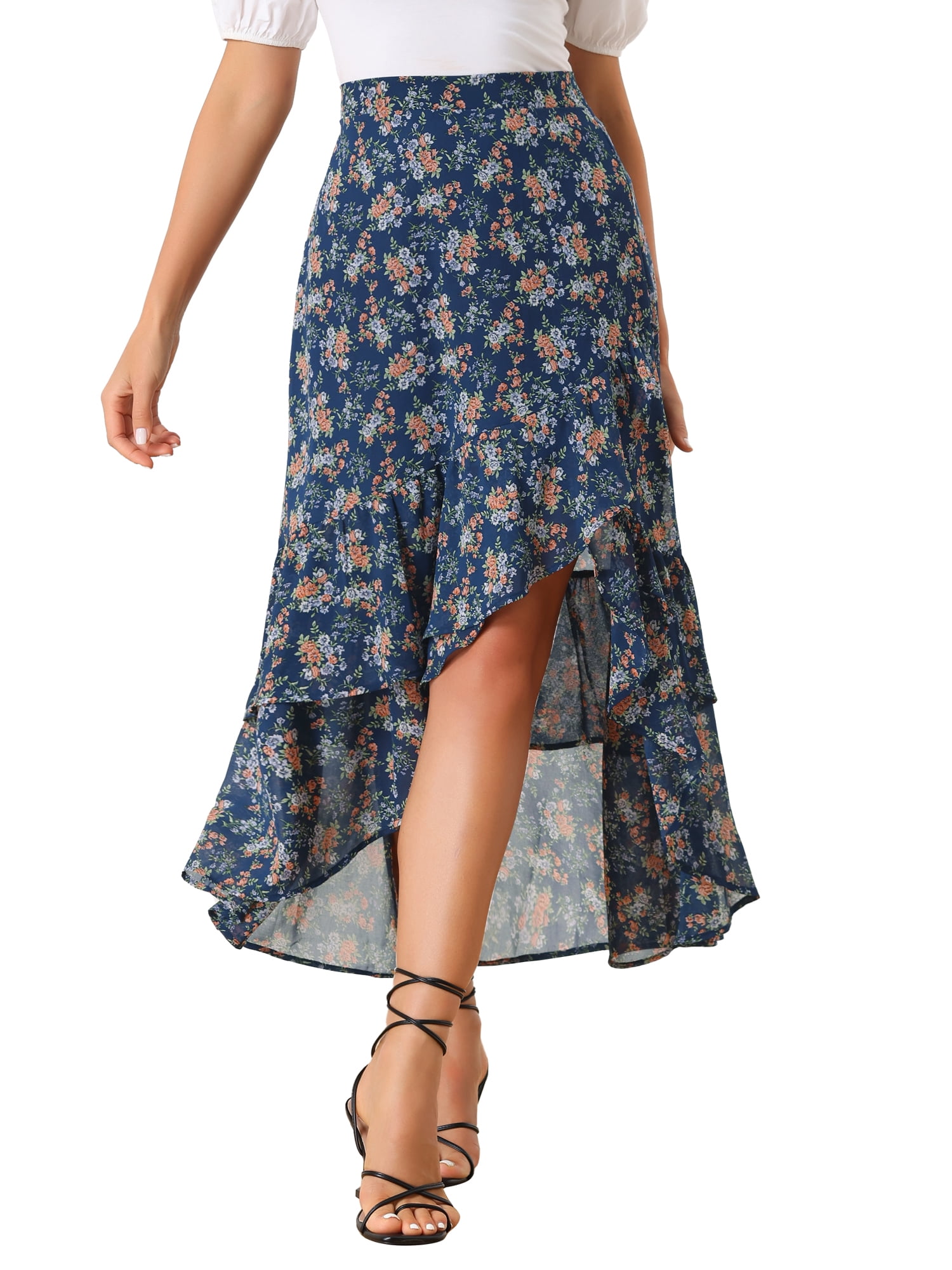 BGD Women Woman Ecru Patterned Chiffon Skirt 8010 - Avondale