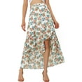thumbnail image 1 of INSPIRE CHIC Floral Chiffon Skirt for Women's High Waist Ruffle Hem Tiered Skirt S White, 1 of 6
