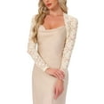 thumbnail image 1 of INSPIRE CHIC Valentine's Day Floral Lace Shrug for Women's Ruffle Evening Long Sleeve Open Front Cropped Cardigan XS Apricot, 1 of 6
