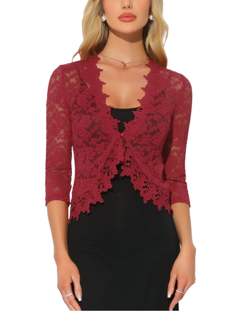 Lace Shrug Red Shrug Short INSPIRE CHIC Floral Lace Shrugs For