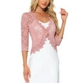 thumbnail image 1 of Floral Lace Shrugs for Women's Evening 3/4 Sleeves Formal Elegant Bolero Cardigan XL Pink, 1 of 6