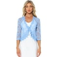 thumbnail image 1 of Floral Lace Shrugs for Women's Evening 3/4 Sleeves Formal Elegant Bolero Cardigan XS Light Blue, 1 of 5