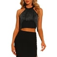 thumbnail image 1 of INSPIRE CHIC Fringe Women's Sparkly Sleeveless Tie Halter Neck Corset Tank Tops, 1 of 5