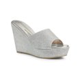 thumbnail image 1 of BLISSFUL STEP Women Glitter Platform Slip on Wedge Heels Sandals Silver 8.5, 1 of 7
