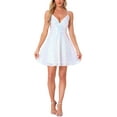 thumbnail image 1 of INSPIRE CHIC Women's Dress Glitter Sequin Spaghetti Strap Tie Back Backless Clubwear Mini Party Dress  M White, 1 of 6