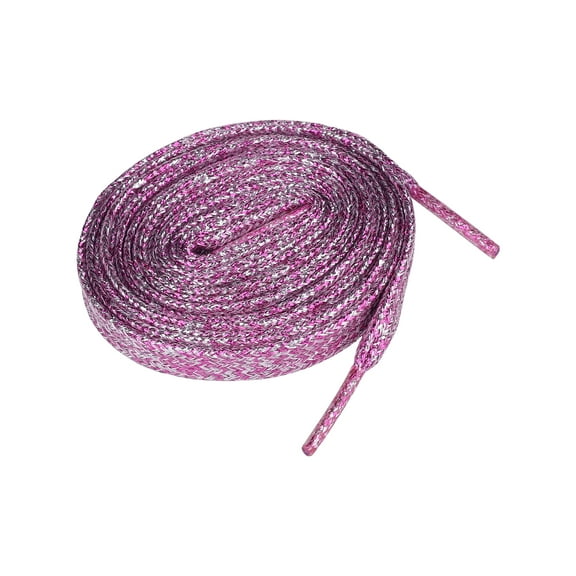 INSPIRE CHIC Glitter Shiny Sparkling Flat Sneakers Shoelace Shoe Laces Strings Rose Red & Silver 110cm/43.31"