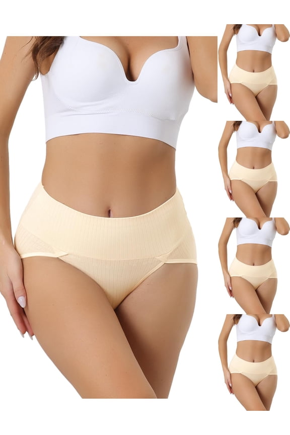 High Waist Underpants for Women's Plus Size Briefs Underwear Tummy Control Panties 5 Packs