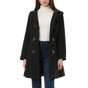 INSPIRE CHIC Hooded Toggle Button Up Duffle Coat for Women's Winter Outwear XL Brown
