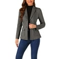 thumbnail image 1 of INSPIRE CHIC Women's Faux Suede Belted Long Sleeve Single Breasted Work Blazer S Dark Grey, 1 of 6