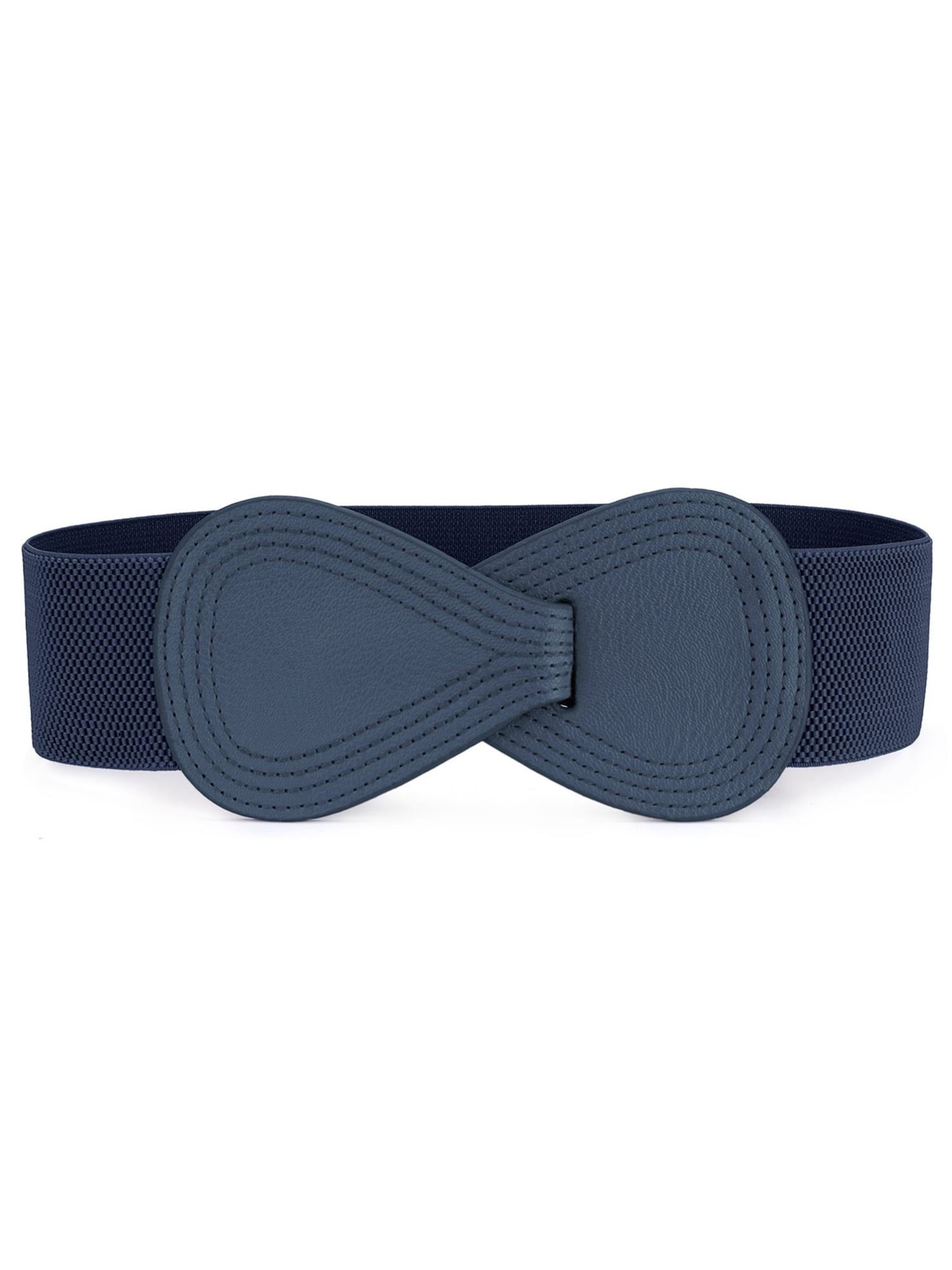 INSPIRE CHIC Interlock Buckle 8-shaped Faux Leather Elastic 