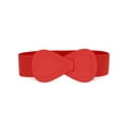 thumbnail image 1 of INSPIRE CHIC Interlock Buckle 8-shaped Faux Leather Elastic Belt Cinch Waistband for Lady Fit Waist Girth:25"/63.5cm-37"/94cm Red, 1 of 7