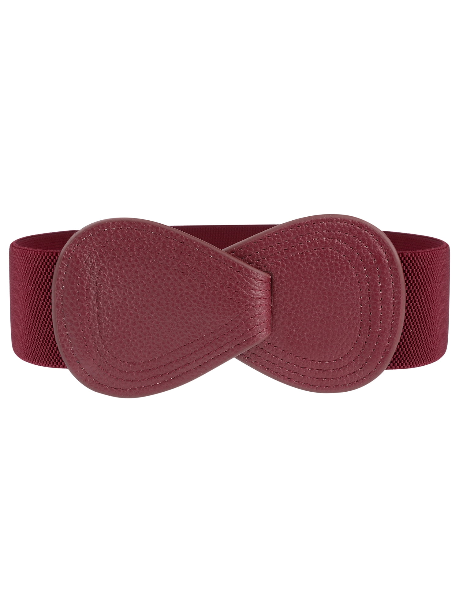 Elastic Cinch Belt Stretch Waistband Faux Leather Patented Design Allegra K Plus Size Interlock Buckle 8-shaped Faux Leather  main image 2