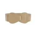thumbnail image 1 of INSPIRE CHIC Interlock Buckle 8-shaped Faux Leather Elastic Belt Cinch Waistband for Lady Fit Waist Girth:31"/78.5cm-43"/109cm Light Khaki, 1 of 6