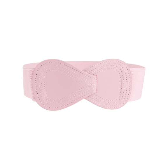 INSPIRE CHIC Interlock Buckle 8-shaped Faux Leather Elastic Belt Cinch Waistband for Lady Fit Waist Girth:37"/93.5cm-49"/124cm Light Pink