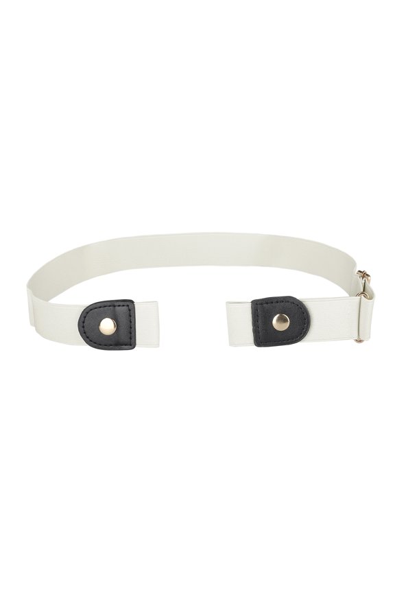 Invisible Elastic Belt for Women Belts Snap Button Belts for Jeans Pants No Buckle White 62-100cm/24.40-39.37"