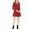 thumbnail image 1 of MODA NOVA Junior's Polka Dots Print V Neck A-Line Casual Dress, 1 of 6