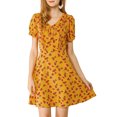 thumbnail image 1 of MODA NOVA Junior's Short Sleeve Tie V Neck Floral A Line Above Knee Dress, 1 of 6