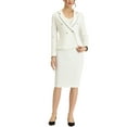 thumbnail image 1 of MODA NOVA Juniors 2 Pieces Casual Suit Tweed Trim Blazer Jacket and Skirt Set XS White, 1 of 5