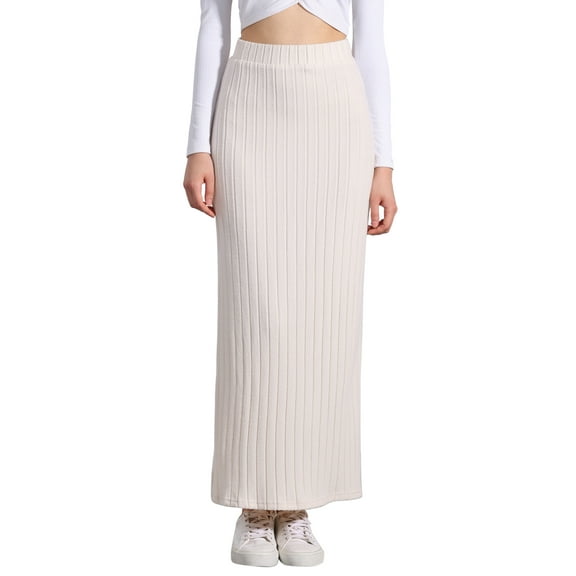 INSPIRE CHIC Knit Midi Skirt for Women's Slit Bodycon Hight Waist Skirt