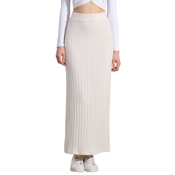 INSPIRE CHIC Knit Midi Skirt for Women's Slit Bodycon Hight Waist Skirt