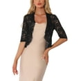 thumbnail image 1 of INSPIRE CHIC Lace Shrug for Women's Evening Wedding Half Sleeve Ruffle Hem Elegant Shrug L Black, 1 of 5