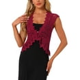 thumbnail image 1 of INSPIRE CHIC Lace Cap Sleeves Cardigan for Women's Floral Evening Wedding Elegant Shrug M Burgundy, 1 of 5