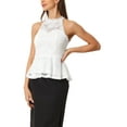 thumbnail image 1 of INSPIRE CHIC Lace Peplum Top for Women's Elegant Sweetheart Neck Sleeveless Tops L White, 1 of 6
