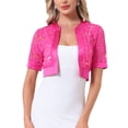 thumbnail image 1 of Allegra K Lace Shrug for Women's Cropped Sheer Floral Lace Shrug for Evening Dresses XL Rose Red, 1 of 5