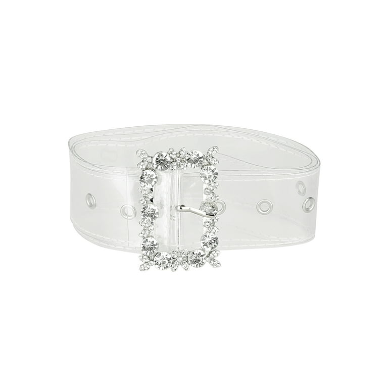 Allegra K Ladies Grommet Clear Waist Belts for Jeans Transparent Belts Pin Buckle